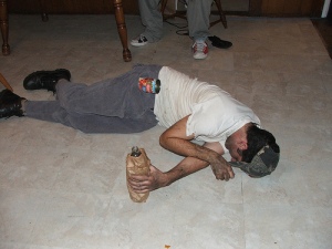Man passed out from drinking.